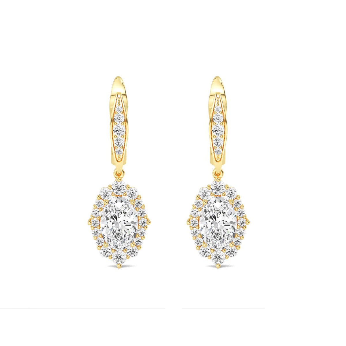 Yellow Gold / 2.79ct Lab Grown Diamond Drop Earrings