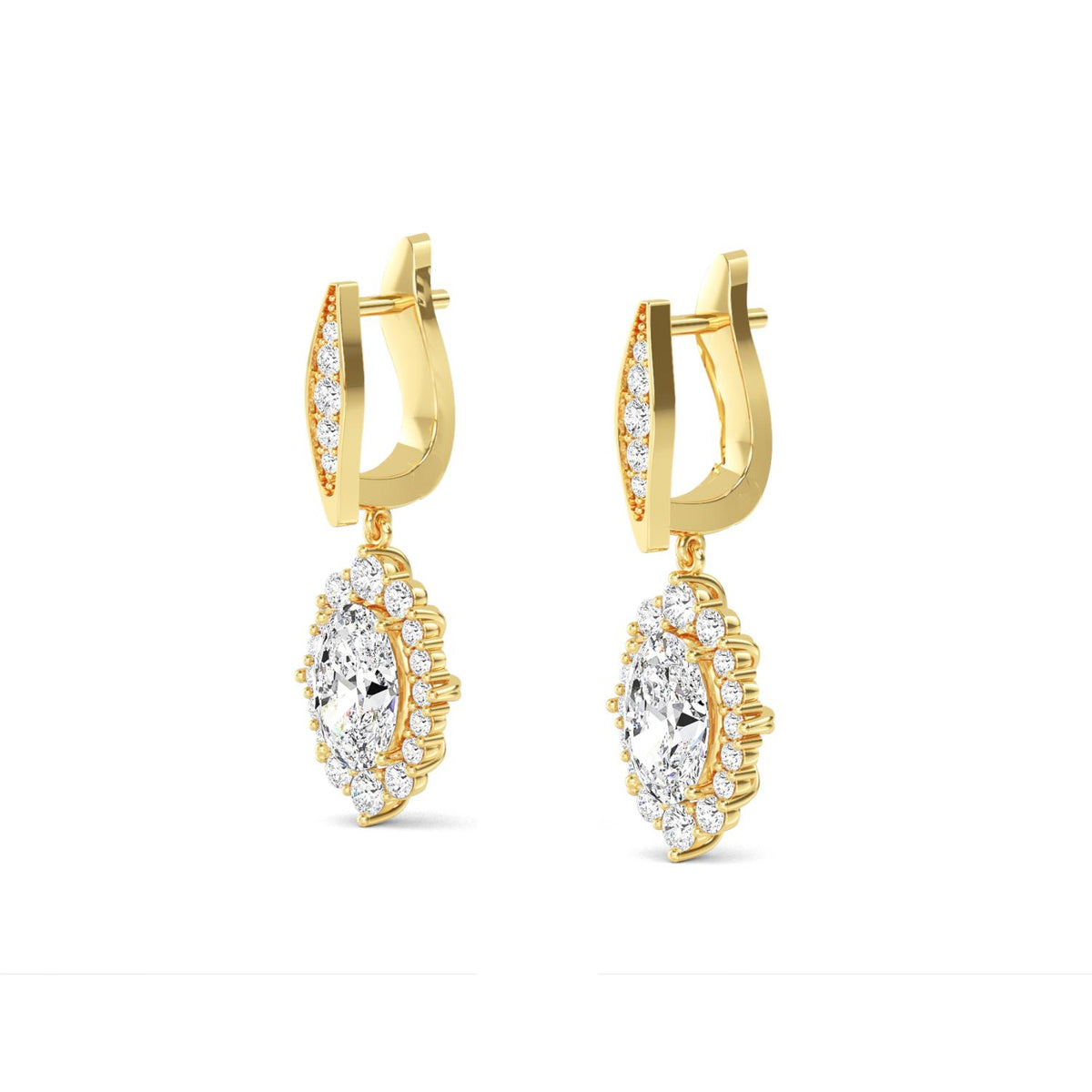 Yellow Gold / 2.79ct Lab Grown Diamond Drop Earrings