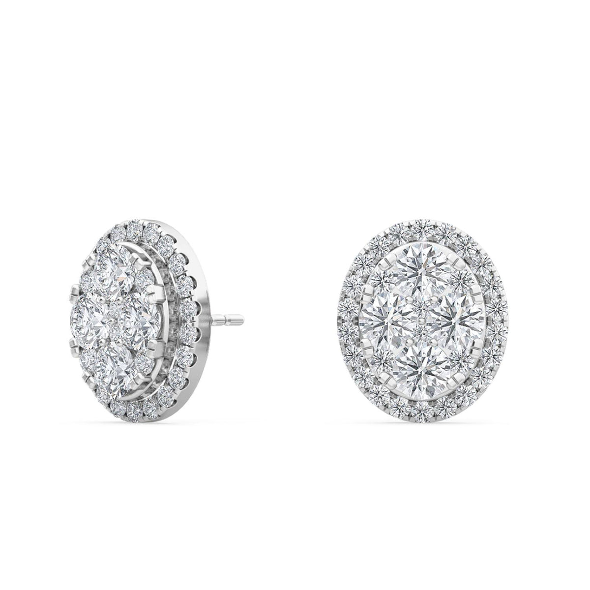White Gold / 1.32ct Lab Grown Diamond Halo Earrings