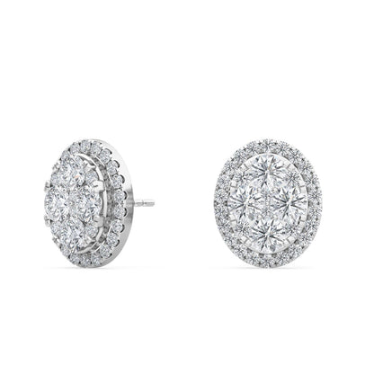 White Gold / 1.32ct Lab Grown Diamond Halo Earrings