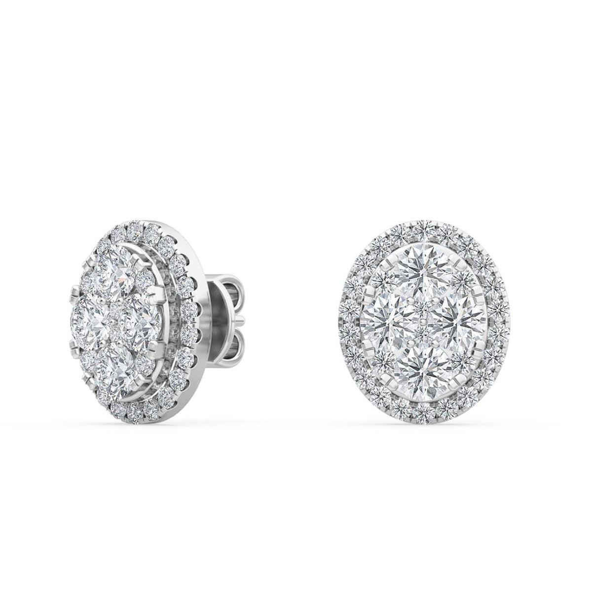 White Gold / 1.32ct Lab Grown Diamond Halo Earrings