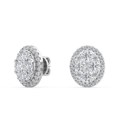 White Gold / 1.32ct Lab Grown Diamond Halo Earrings