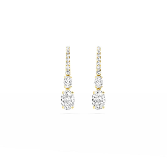 Yellow Gold / 4.14ct Lab Grown Diamond Drop Earrings