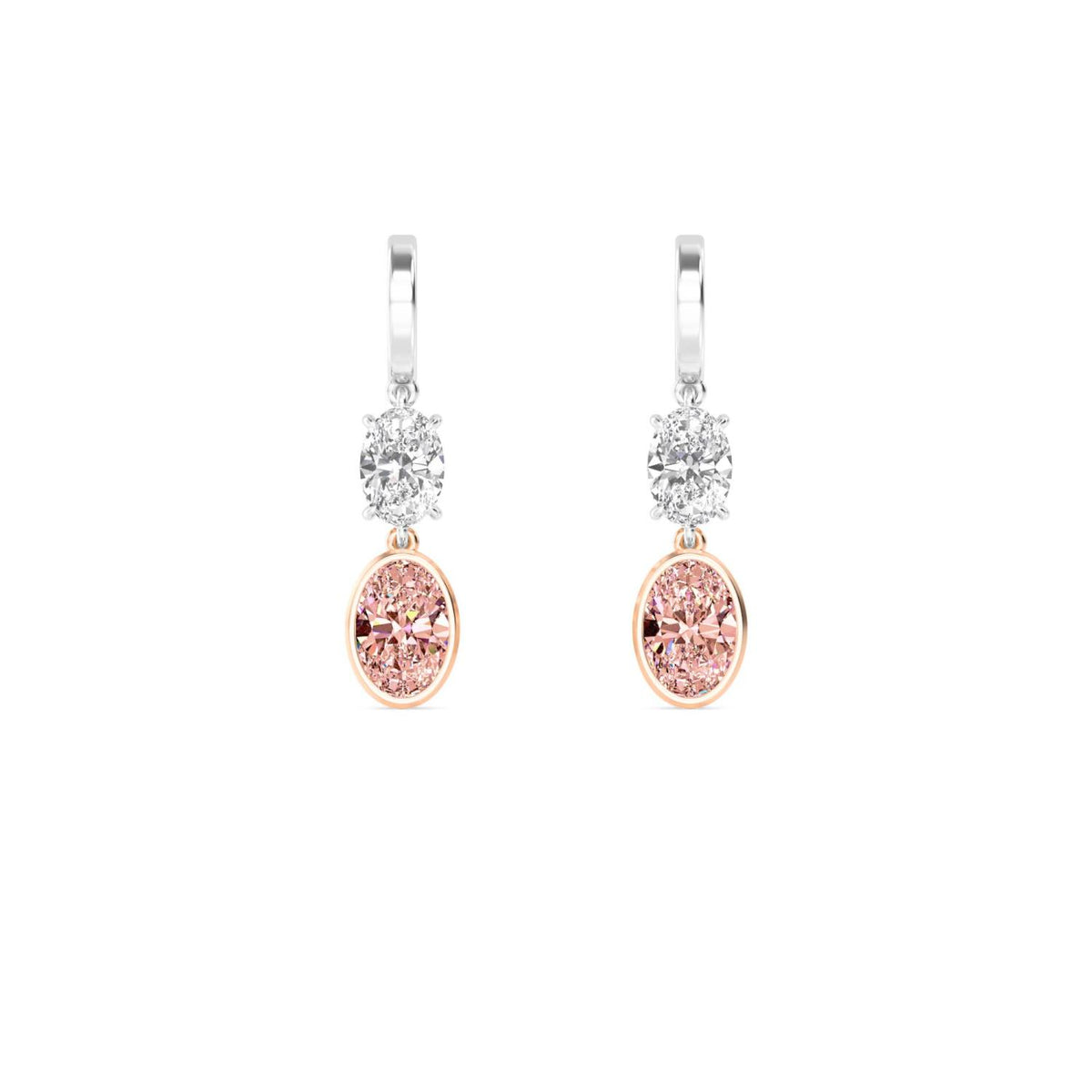 Two-Tone Rose & White Gold / 6.34ct Lab Grown Diamond Earrings