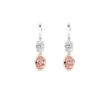 Two-Tone Rose & White Gold / 6.34ct Lab Grown Diamond Earrings