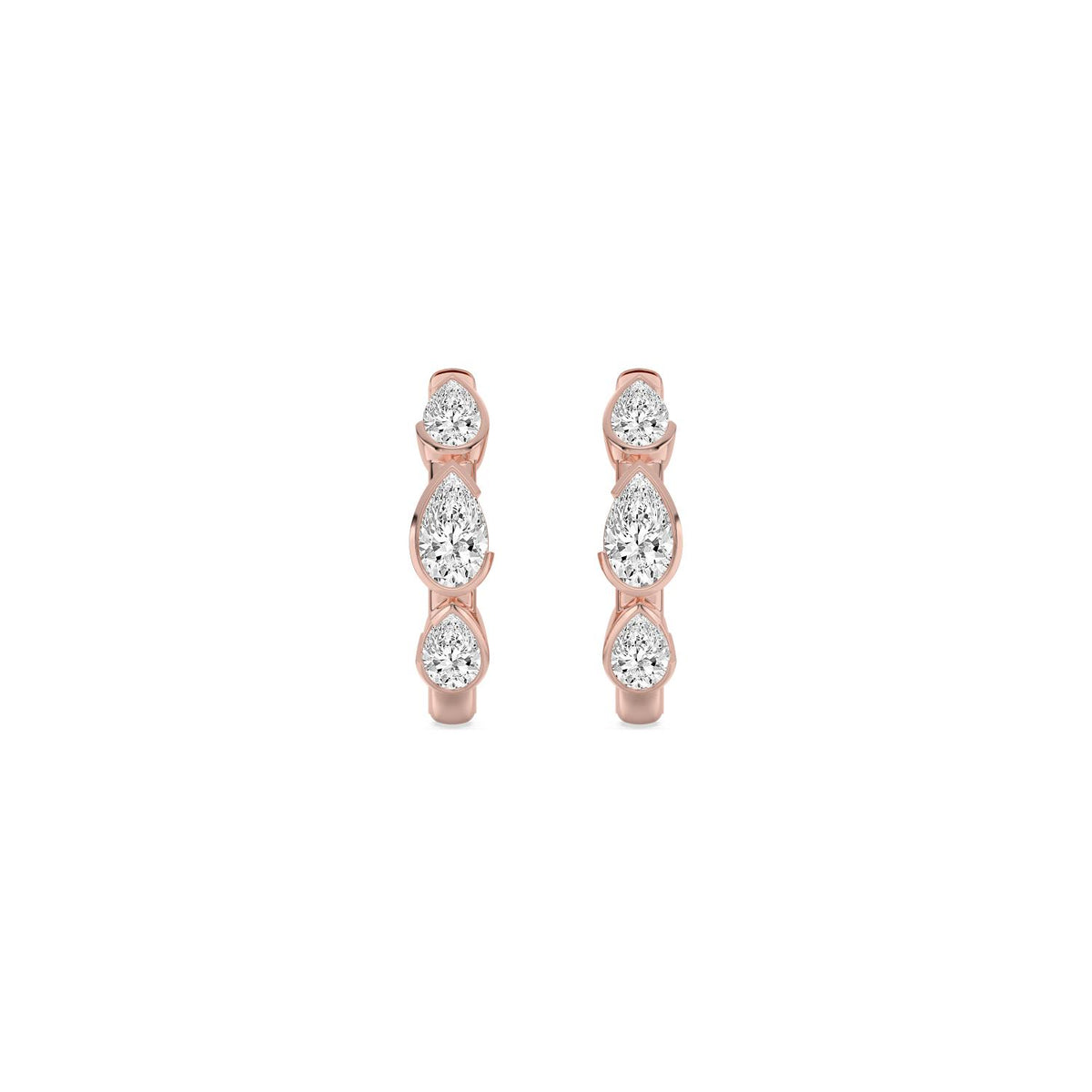 Rose Gold / 1.26ct Lab Grown Diamond Half Bezel Earrings