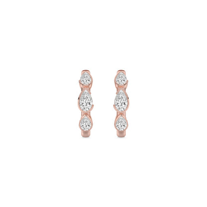 Rose Gold / 1.26ct Lab Grown Diamond Half Bezel Earrings