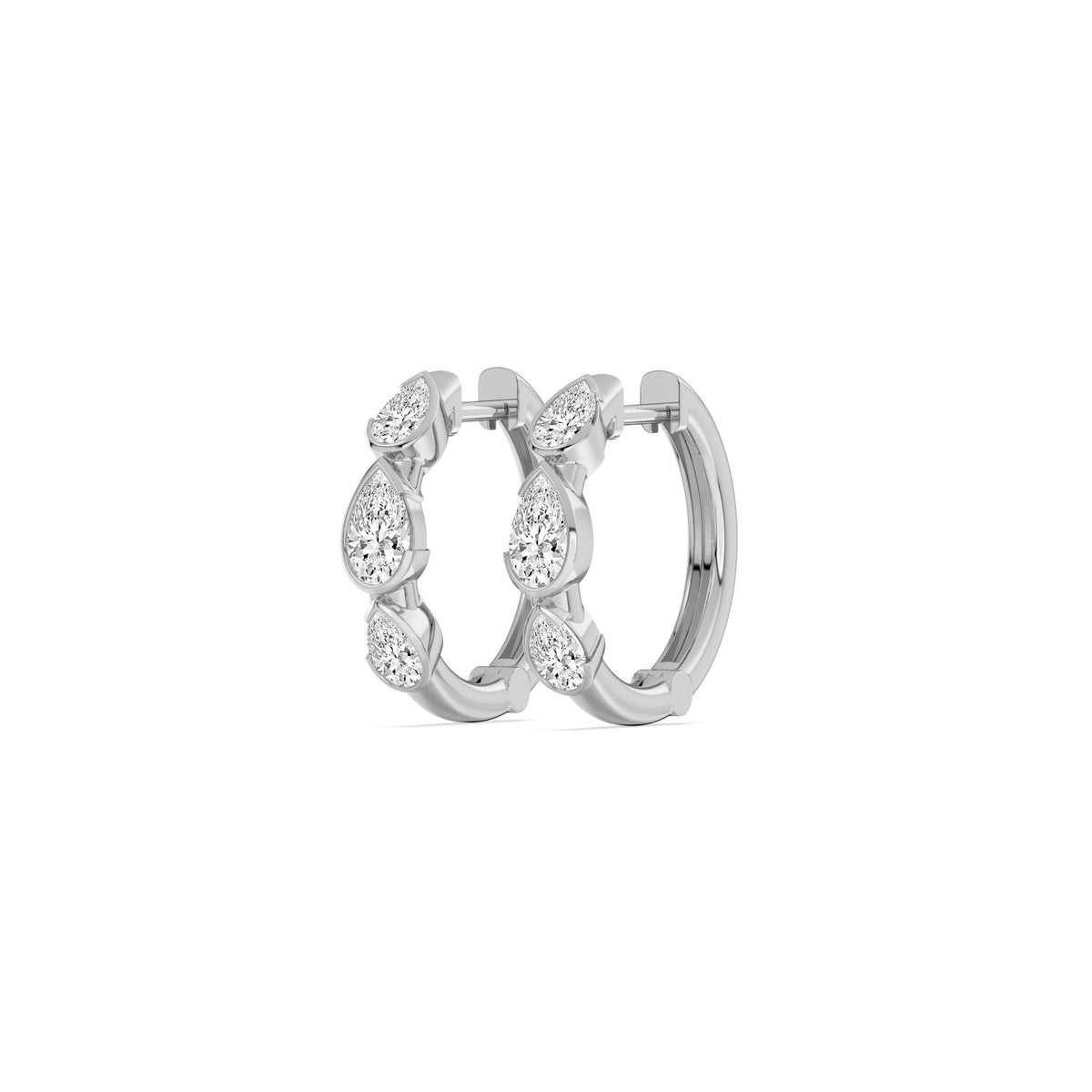 White Gold / 1.26ct Lab Grown Diamond Half Bezel Earrings