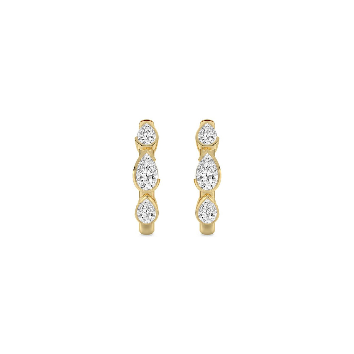 Yellow Gold / 1.26ct Lab Grown Diamond Half Bezel Earrings