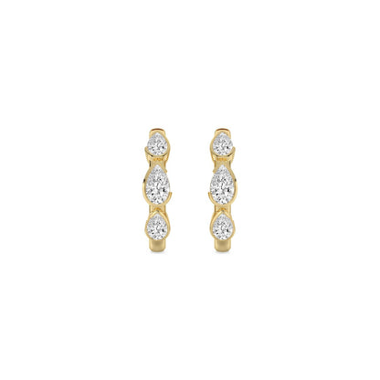 Yellow Gold / 1.26ct Lab Grown Diamond Half Bezel Earrings