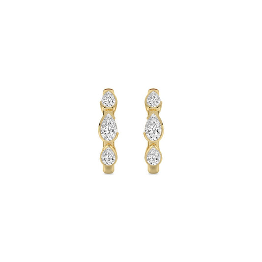 Yellow Gold / 1.26ct Lab Grown Diamond Half Bezel Earrings