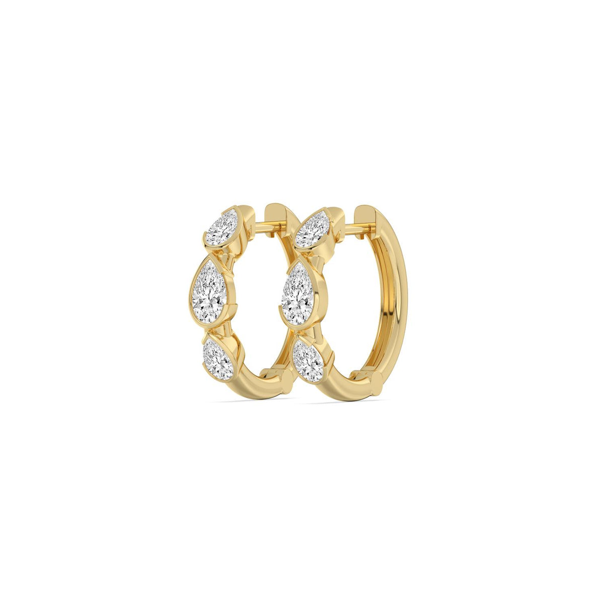 Yellow Gold / 1.26ct Lab Grown Diamond Half Bezel Earrings