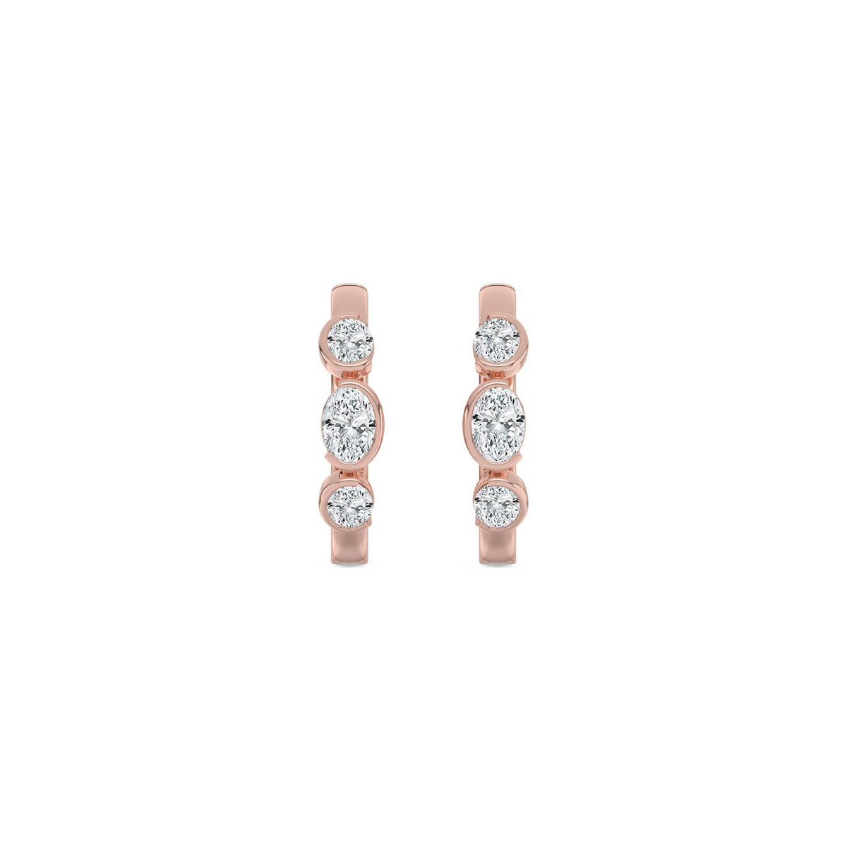 Rose Gold / 0.95ct Lab Grown Diamond Half Bezel Earrings