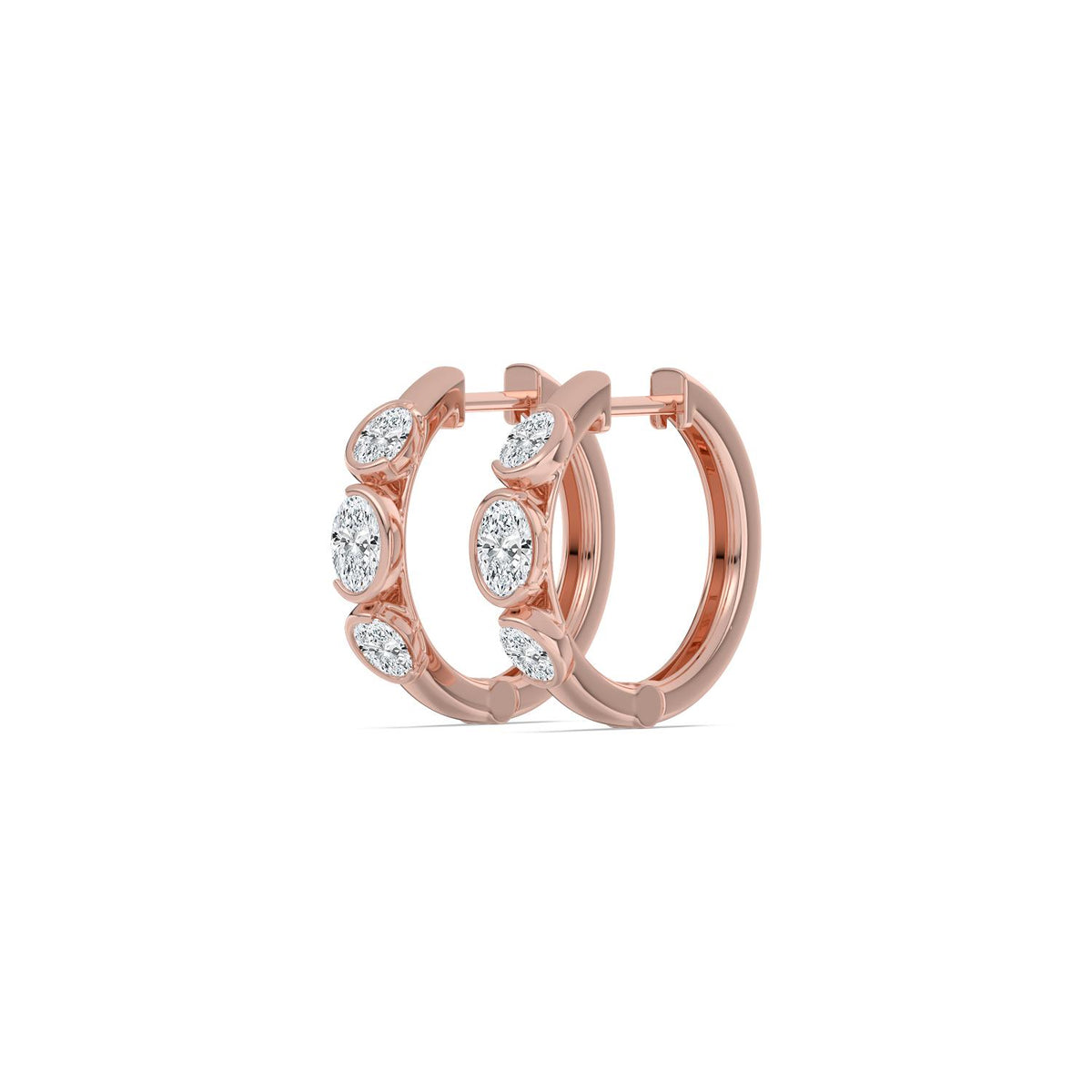 Rose Gold / 0.95ct Lab Grown Diamond Half Bezel Earrings