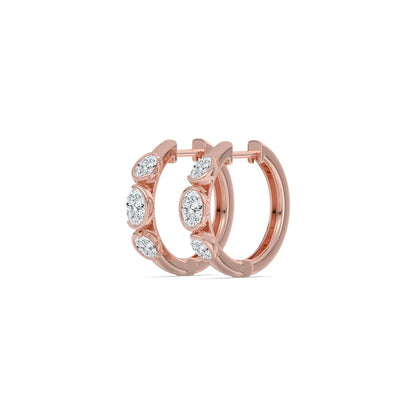 Rose Gold / 0.95ct Lab Grown Diamond Half Bezel Earrings