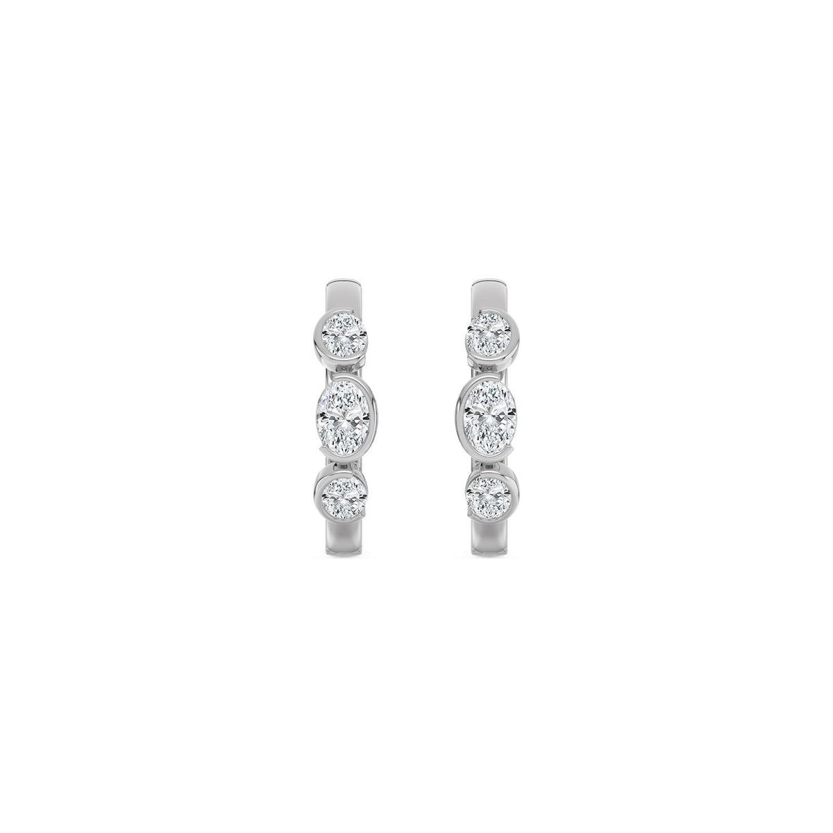 White Gold / 0.95ct Lab Grown Diamond Half Bezel Earrings