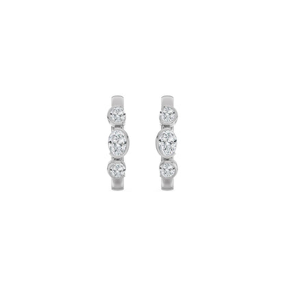 White Gold / 0.95ct Lab Grown Diamond Half Bezel Earrings