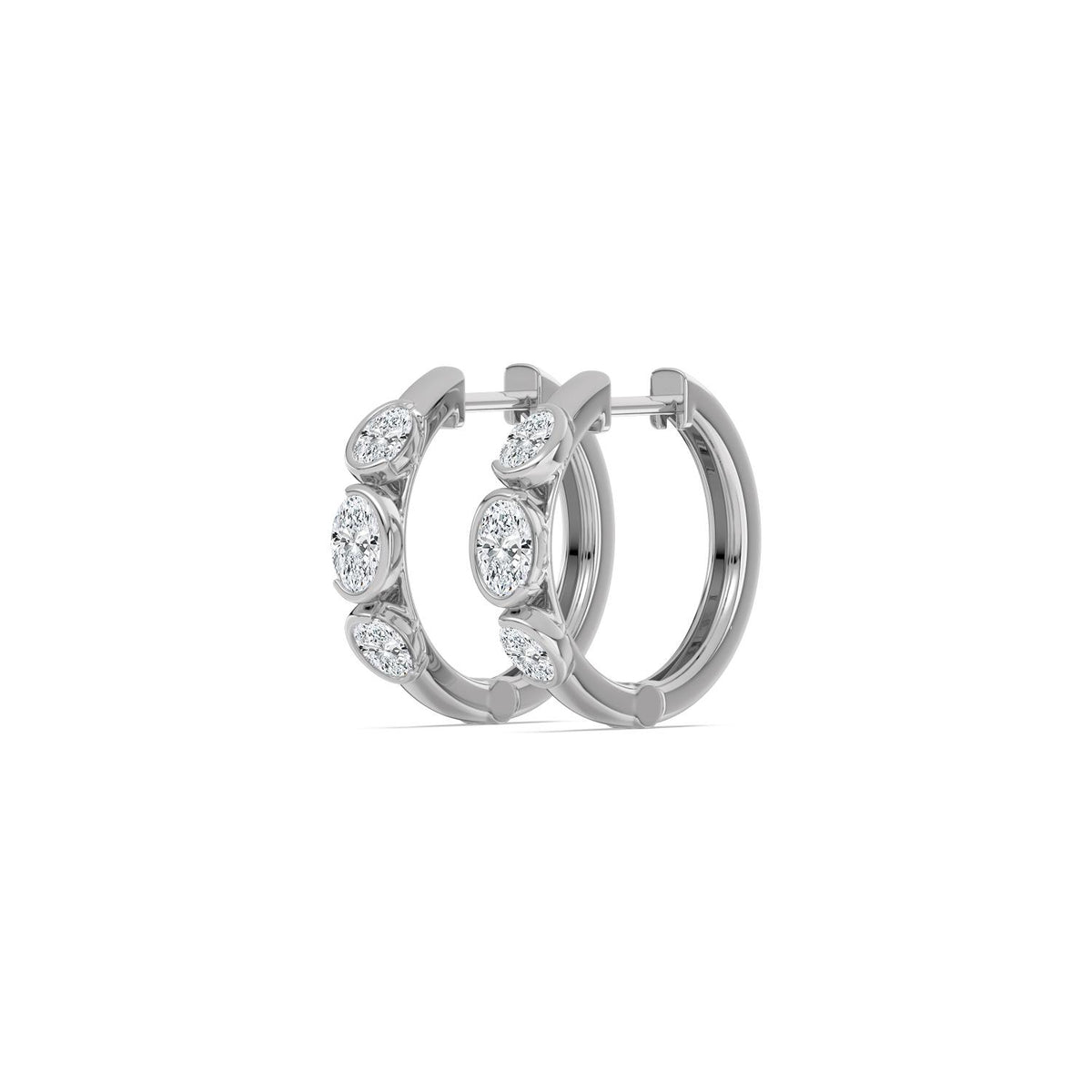 White Gold / 0.95ct Lab Grown Diamond Half Bezel Earrings
