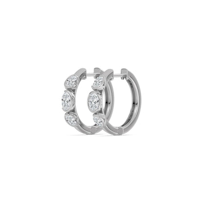White Gold / 0.95ct Lab Grown Diamond Half Bezel Earrings