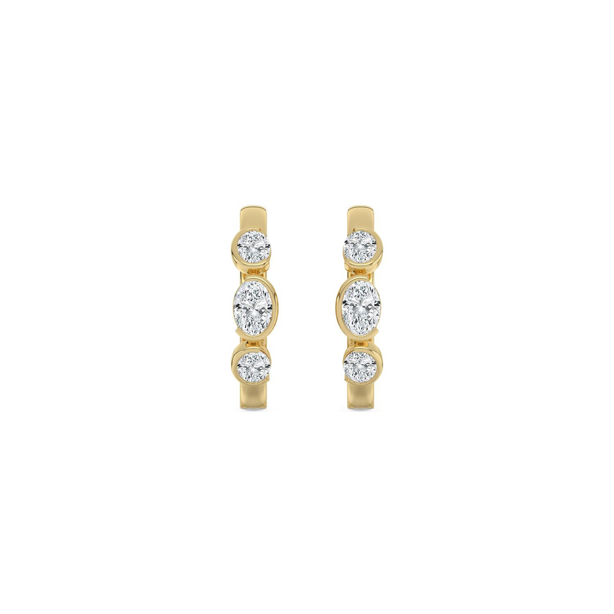 Yellow Gold / 0.95ct Lab Grown Diamond Half Bezel Earrings