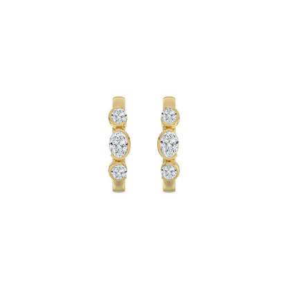 Yellow Gold / 0.95ct Lab Grown Diamond Half Bezel Earrings