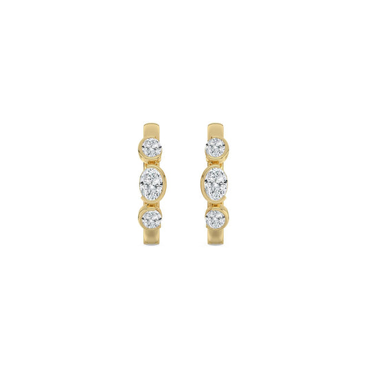 Yellow Gold / 0.95ct Lab Grown Diamond Half Bezel Earrings