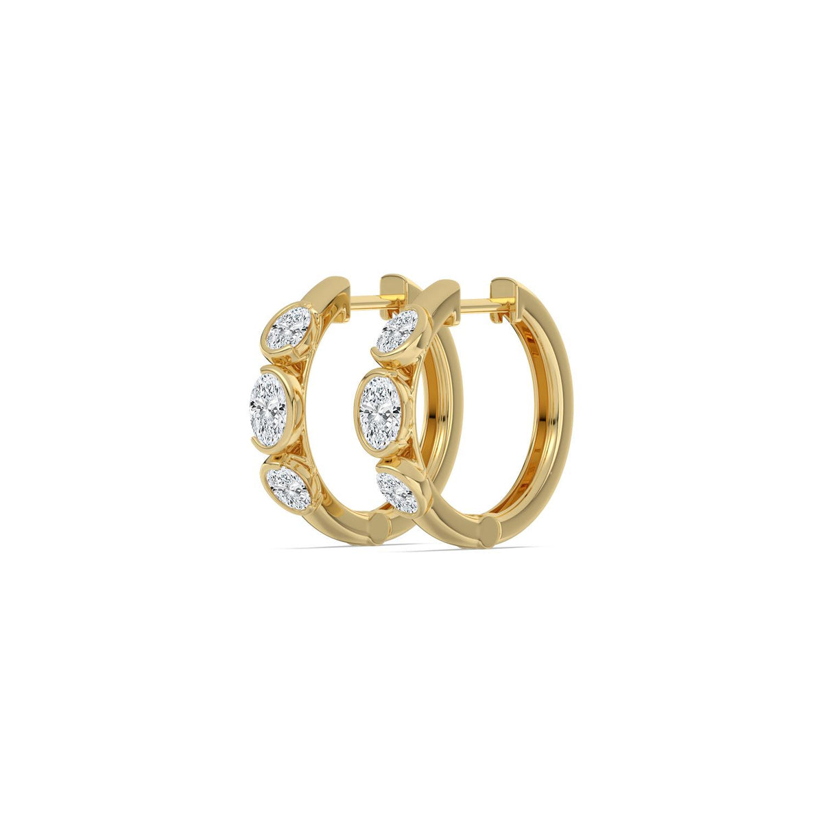 Yellow Gold / 0.95ct Lab Grown Diamond Half Bezel Earrings