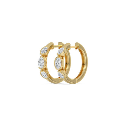 Yellow Gold / 0.95ct Lab Grown Diamond Half Bezel Earrings