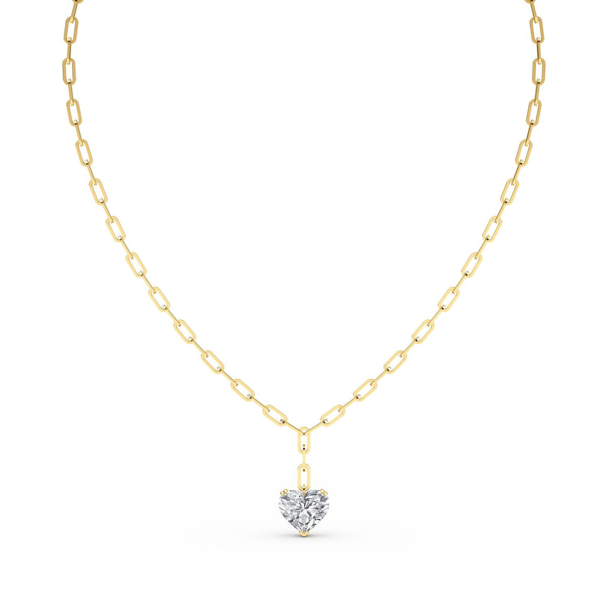 Yellow Gold / 7.07ct Lab Grown Diamond Paper Clip Necklace