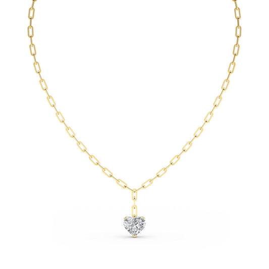 Yellow Gold / 7.07ct Lab Grown Diamond Paper Clip Necklace