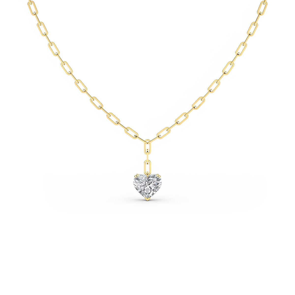 Yellow Gold / 7.07ct Lab Grown Diamond Paper Clip Necklace