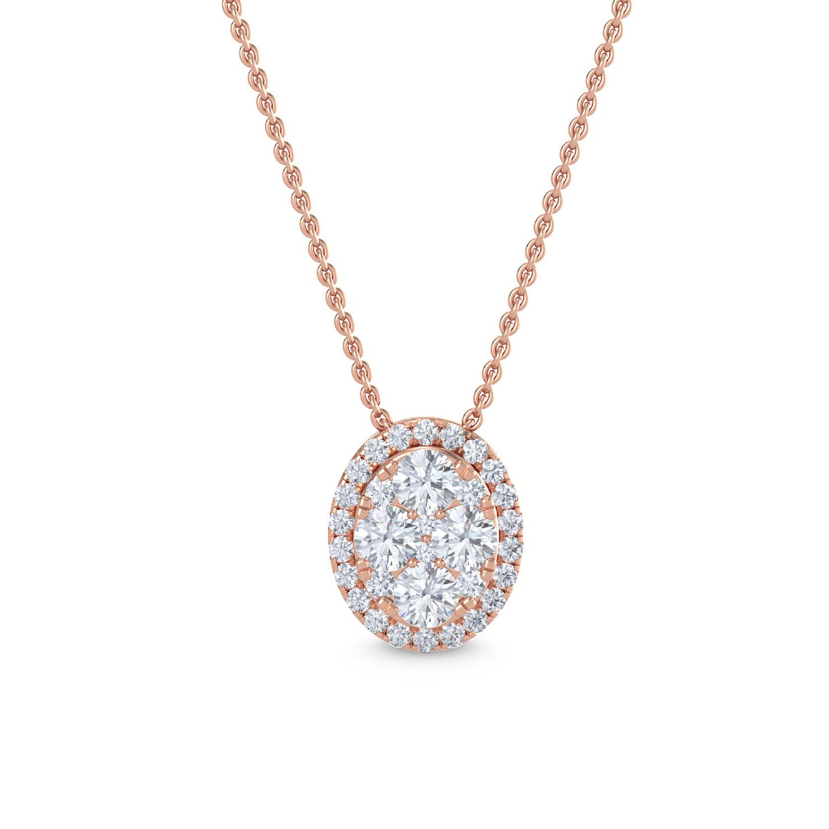 Rose Gold / 0.57ct Lab Grown Diamond Cluster Pendant