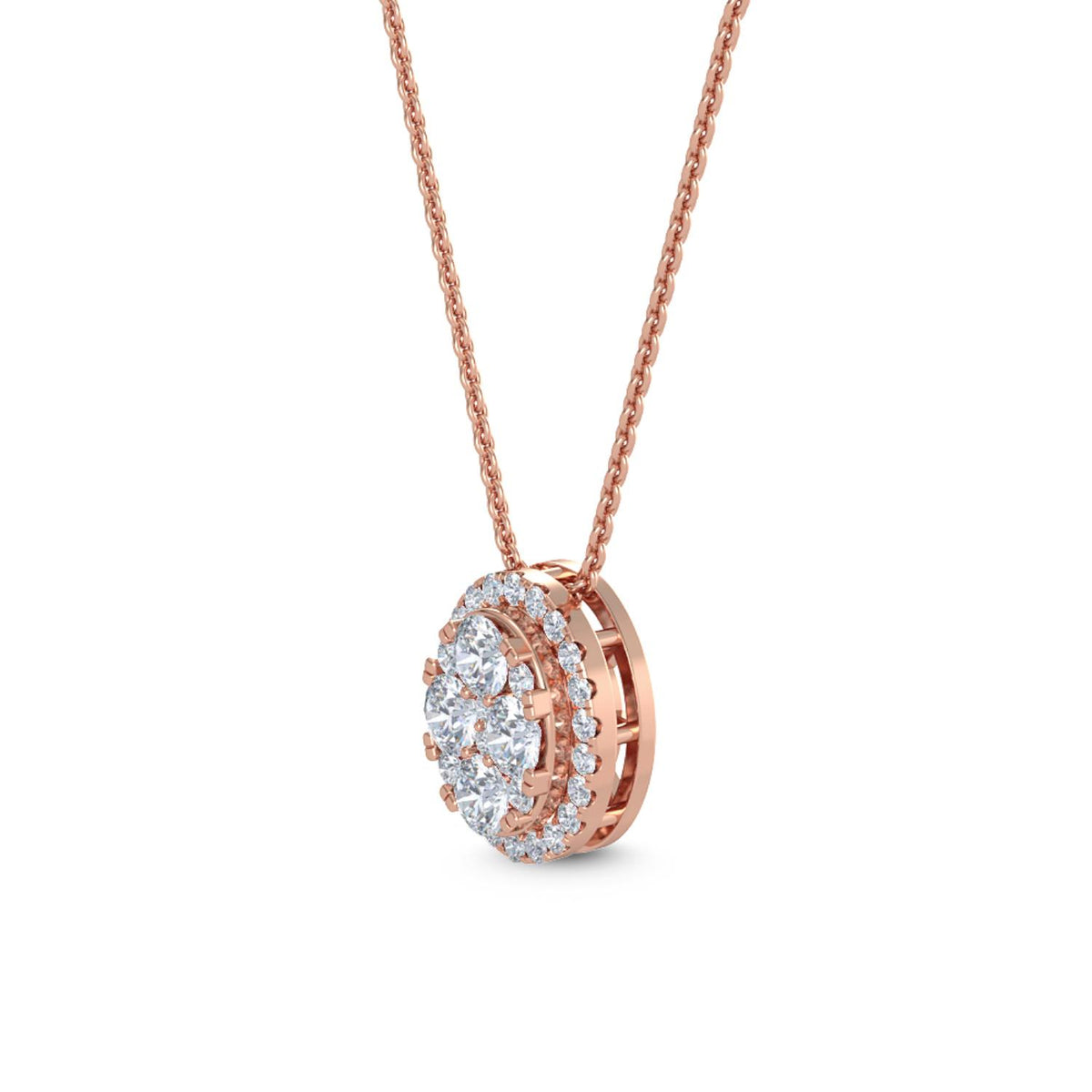 Rose Gold / 0.57ct Lab Grown Diamond Cluster Pendant
