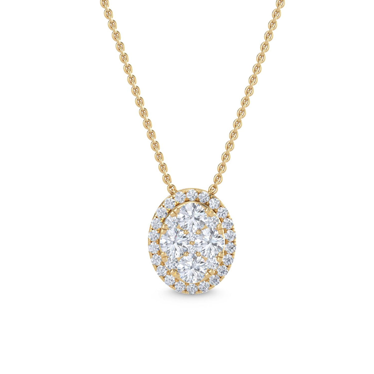 Yellow Gold / 0.57ct Lab Grown Diamond Cluster Pendant