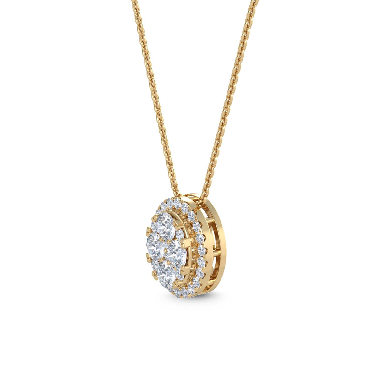 Yellow Gold / 0.57ct Lab Grown Diamond Cluster Pendant