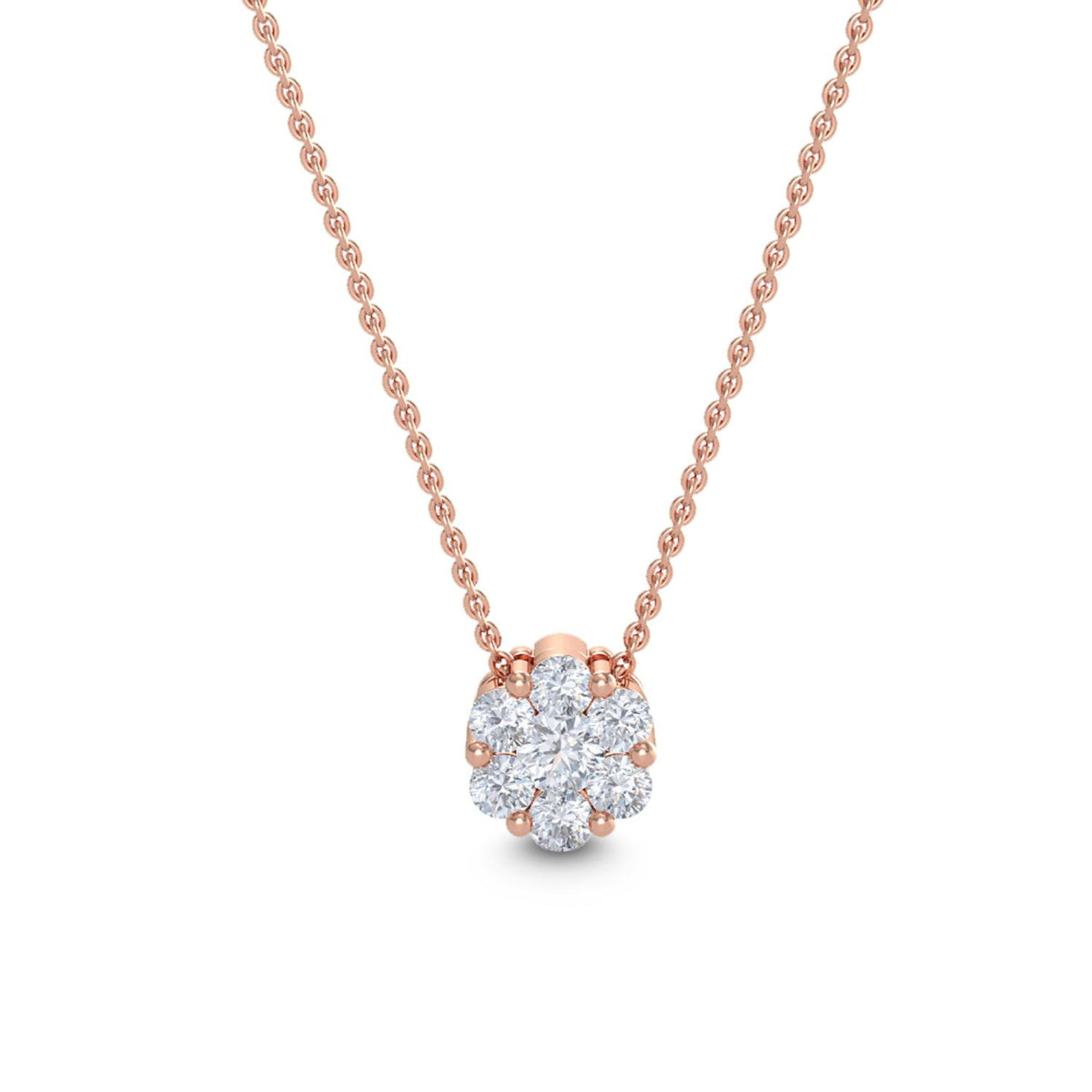 Rose Gold / Lab Grown Diamond Cluster Pendant