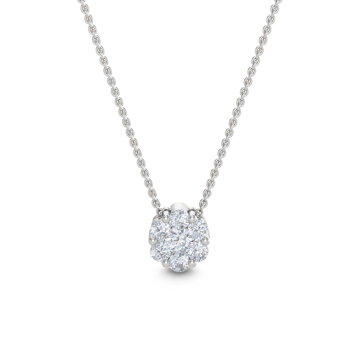 White Gold / Lab Grown Diamond Cluster Pendant