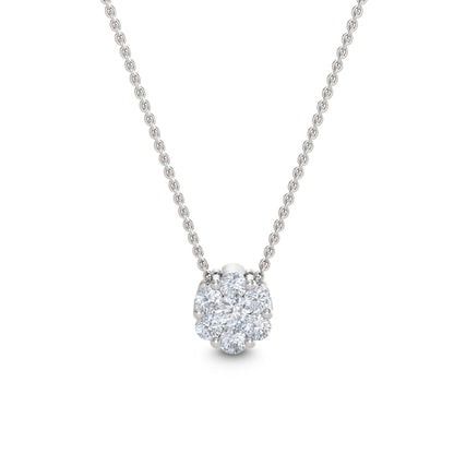 White Gold / Lab Grown Diamond Cluster Pendant