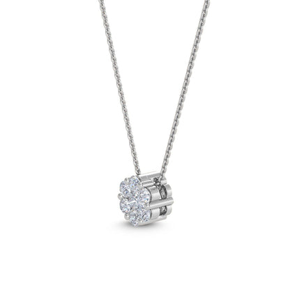 White Gold / Lab Grown Diamond Cluster Pendant
