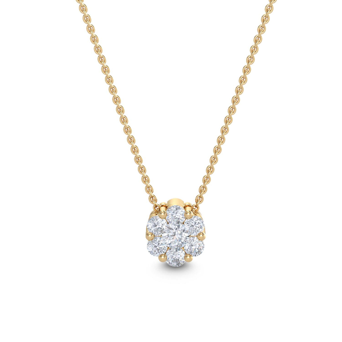 Yellow Gold / Lab Grown Diamond Cluster Pendant