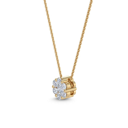Yellow Gold / Lab Grown Diamond Cluster Pendant