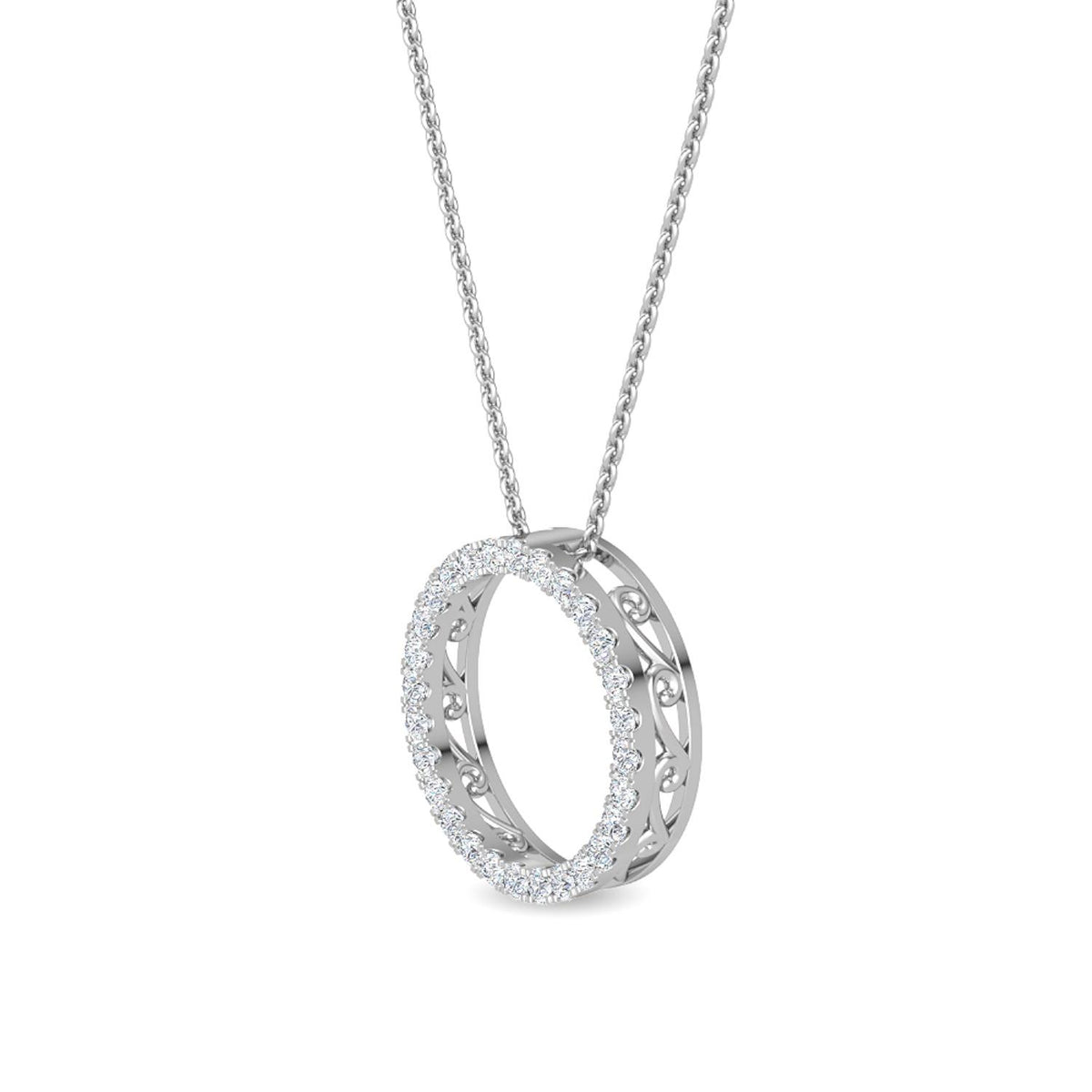 White Gold / Lab Grown Diamond Cluster Pendant