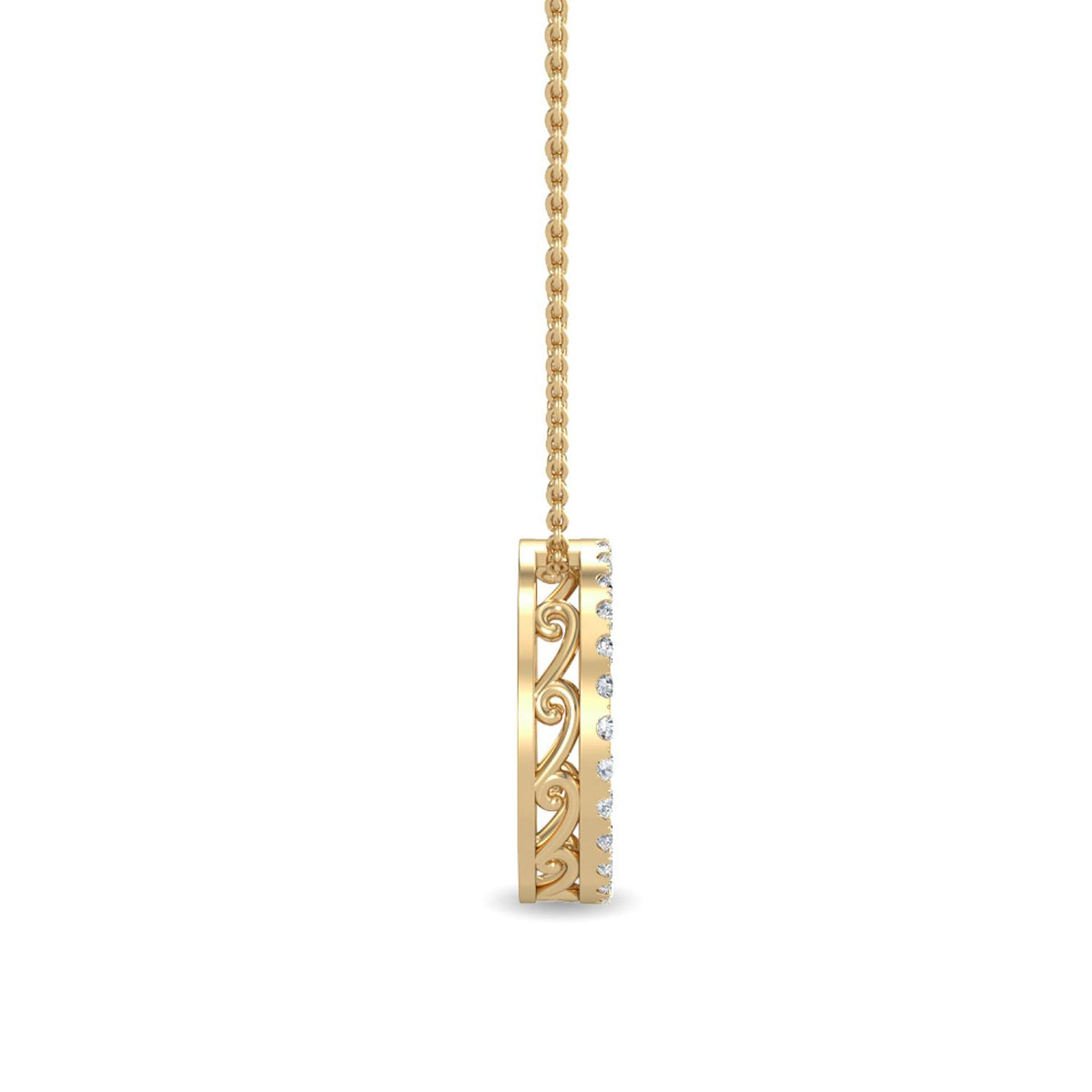 Yellow Gold / Lab Grown Diamond Cluster Pendant