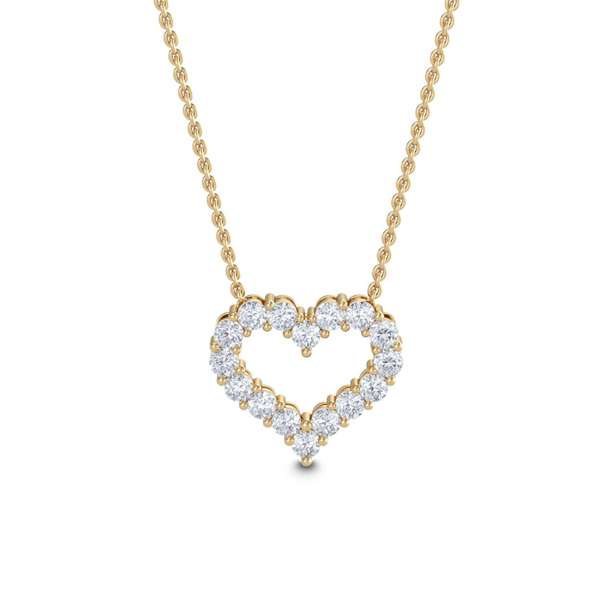Yellow Gold / Lab Grown Diamond Heart Pendant