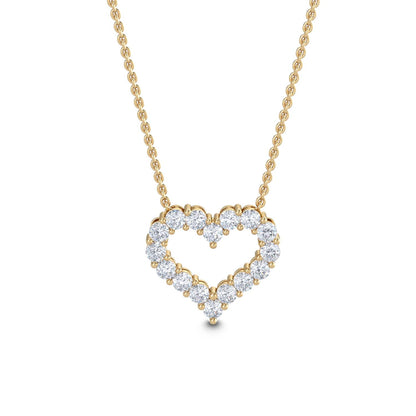 Yellow Gold / Lab Grown Diamond Heart Pendant