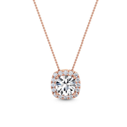 Rose Gold / 1.05ct Lab Grown Diamond Halo Pendant