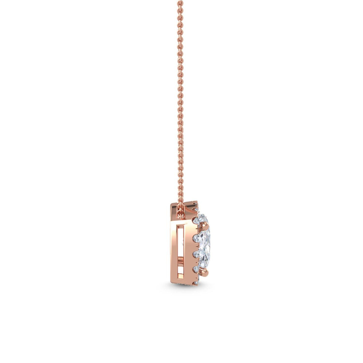 Rose Gold / 1.05ct Lab Grown Diamond Halo Pendant