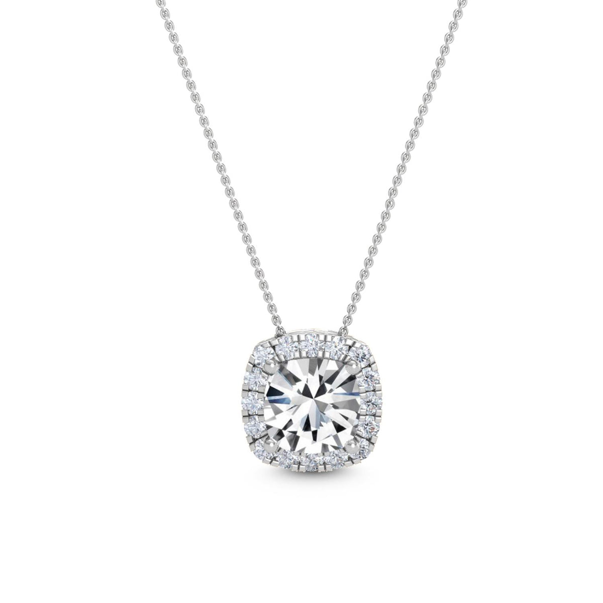 White Gold / 1.05ct Lab Grown Diamond Halo Pendant