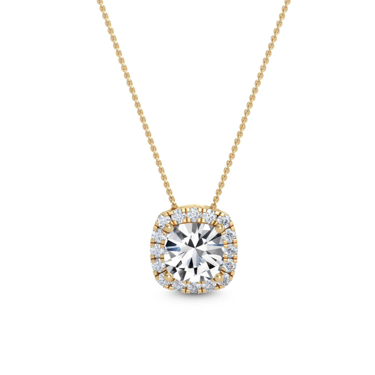 Yellow Gold / 1.05ct Lab Grown Diamond Halo Pendant