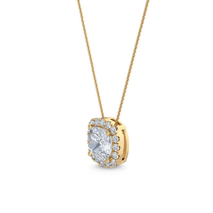 Yellow Gold / 1.05ct Lab Grown Diamond Halo Pendant